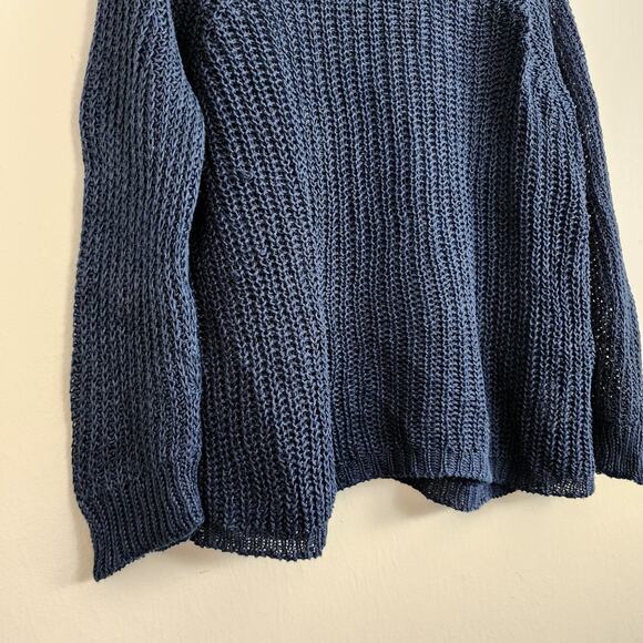 J. Crew Navy 100% Linen Open Knit Relaxed Fit Beach Sweater Cover Up - Picture 3 of 8